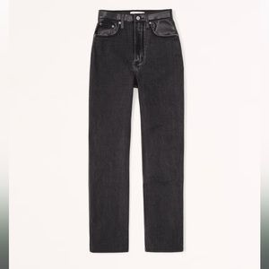 Abercrombie & Fitch Mixed Fabric Ultra High Rise Ankle Straight Jean